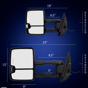 07-14 GM Truck Power Mirrors Textured Black w/Heat-Manual Telescopic-w/Signal