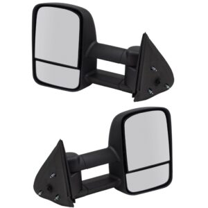99-07 Chev Silverado GMC Sierra Manual Telescopic Tow Mirror Black Pair Set Of 2