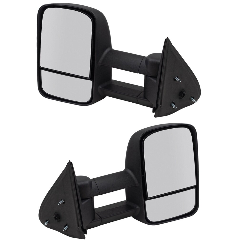 99-07 Chev Silverado GMC Sierra Manual Telescopic Tow Mirror Black Pair Set Of 2