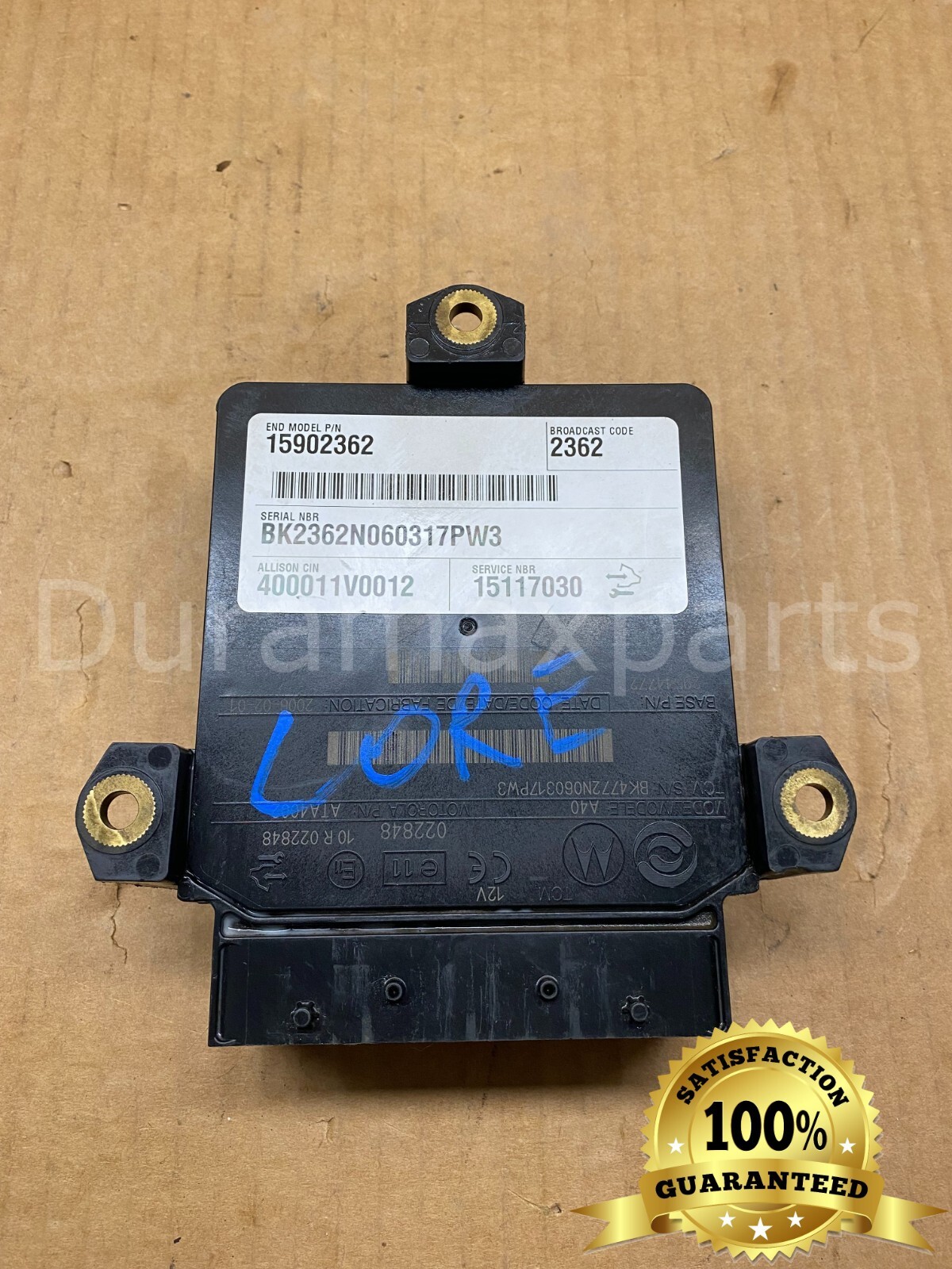06-08 Chevy Silverado/GMC Sierra LBZ LMM DURAMAX/ALLISON TCM 15902362 PARTS ONLY