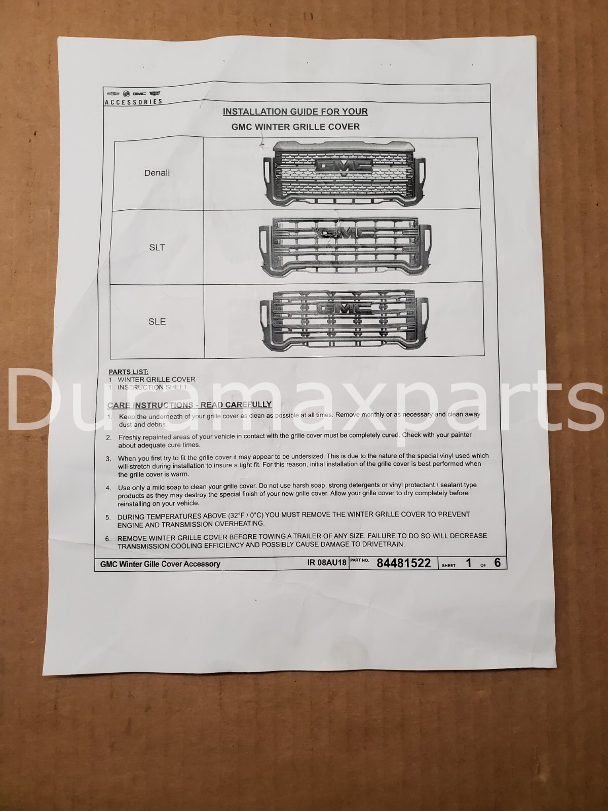 2020-23 GMC Sierra Front Winter Grille Cover GENUINE OEM 84789271 **NEW** - Image 7
